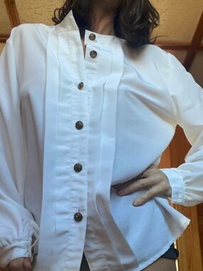 Anne Klein White Satin Blouse